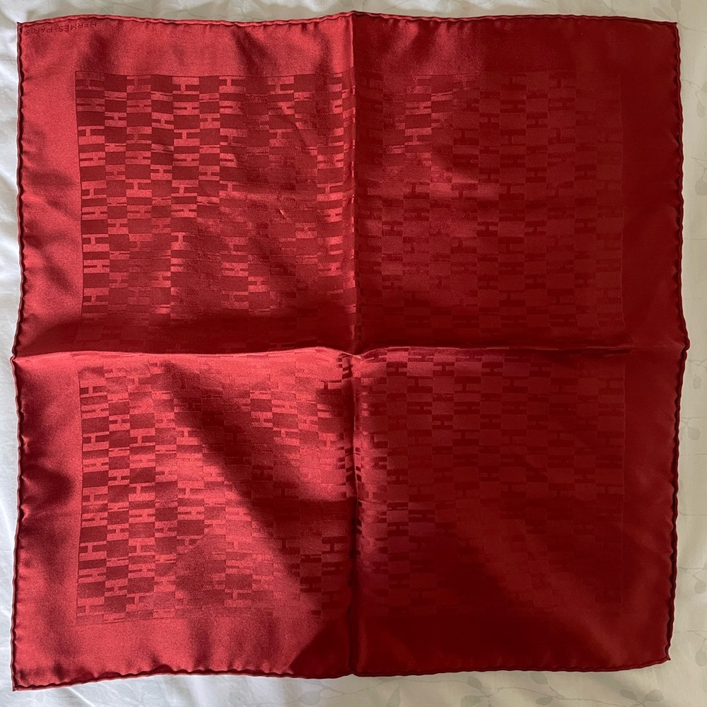 Hermes Silk Pocket Square - Red Pattern